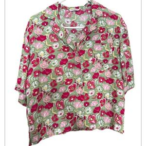 Calliope Floral Green and Pink Women's Top